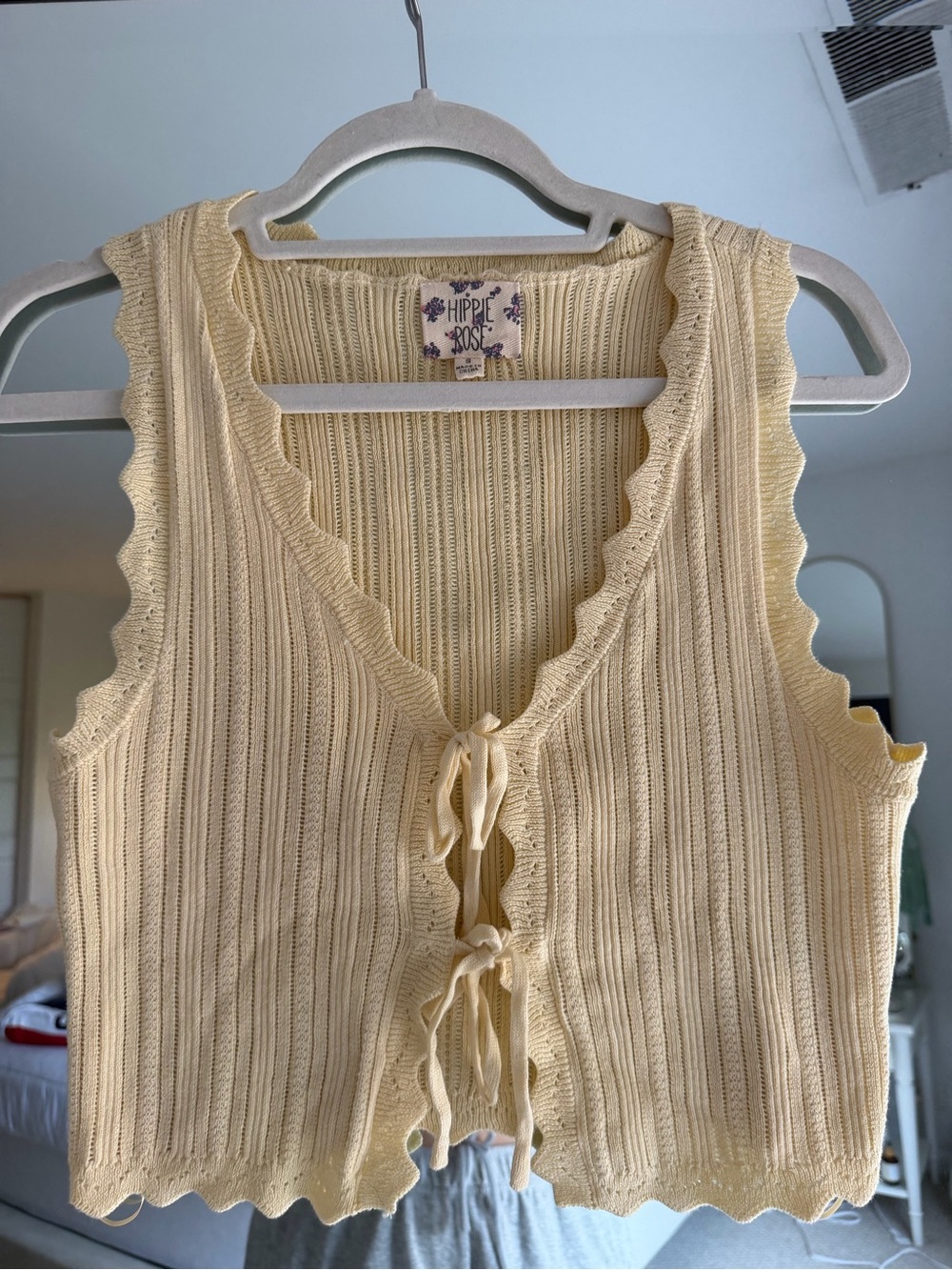 Bose Cream Knit Tie-Front Crop Tank